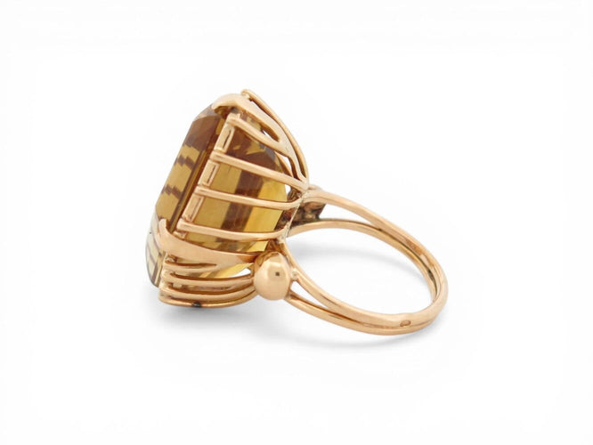 Bague 55 Sans marque - Bague cocktail losange citrine en or rose 18k 58 Facettes 274329
