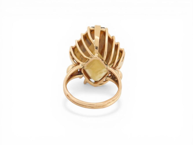 Bague 55 Sans marque - Bague cocktail losange citrine en or rose 18k 58 Facettes 274329
