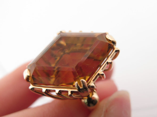 Bague 55 Sans marque - Bague cocktail losange citrine en or rose 18k 58 Facettes 274329