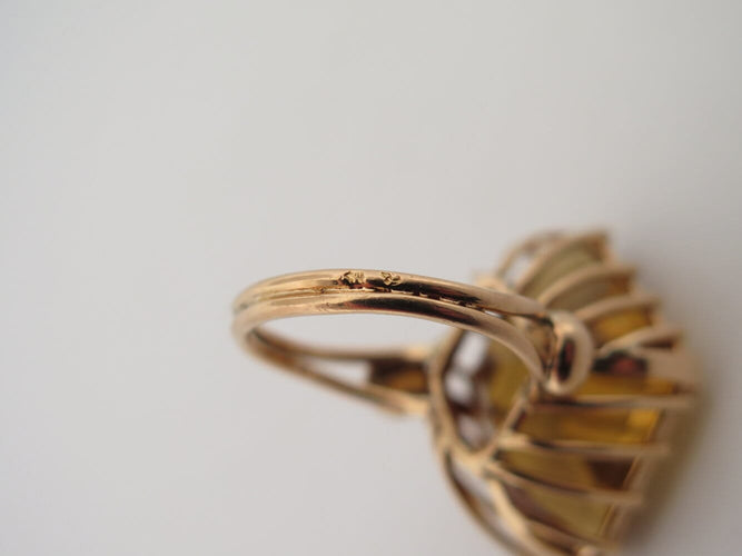 Bague 55 Sans marque - Bague cocktail losange citrine en or rose 18k 58 Facettes 274329