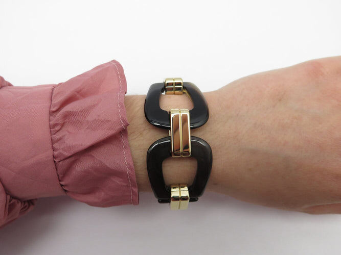 Bracelet Hermès Écuyère - Bracelet en corne de buffle et métal doré 58 Facettes 274427