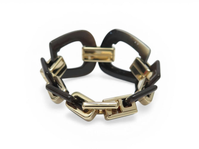 Bracelet Hermès Écuyère - Bracelet en corne de buffle et métal doré 58 Facettes 274427