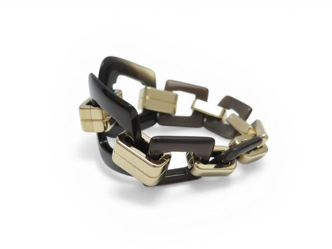 Bracelet Hermès Écuyère - Bracelet en corne de buffle et métal doré 58 Facettes 274427