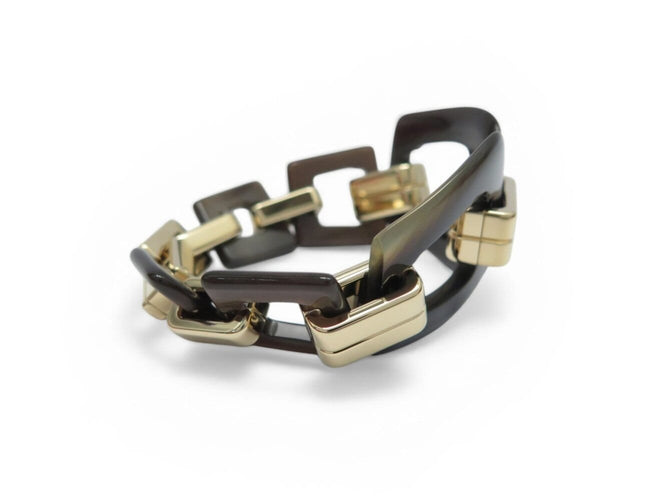 Bracelet Hermès Écuyère - Bracelet en corne de buffle et métal doré 58 Facettes 274427