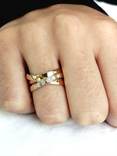 Bague 53 Bague Mouvement - Bague en or rose 18 carats et diamants 58 Facettes 1746688