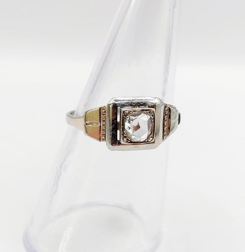 Bague Bague tank Art déco en or blanc 18k et diamant taille rose 58 Facettes A07019