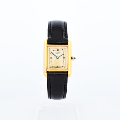 Montre Cartier Tank Must - Montre SM à cadran champagne chemin de fer en vermeil 58 Facettes 511
