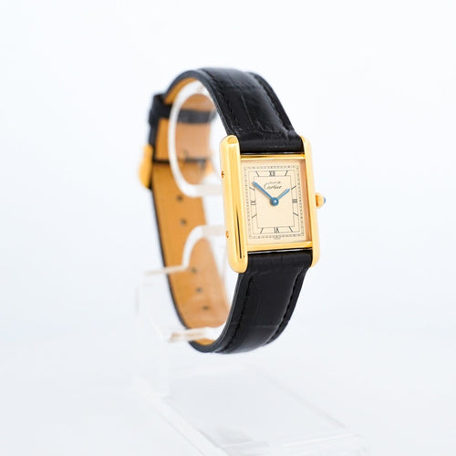 Montre Cartier Tank Must - Montre SM à cadran champagne chemin de fer en vermeil 58 Facettes 511