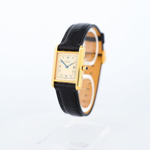 Montre Cartier Tank Must - Montre SM à cadran champagne chemin de fer en vermeil 58 Facettes 511