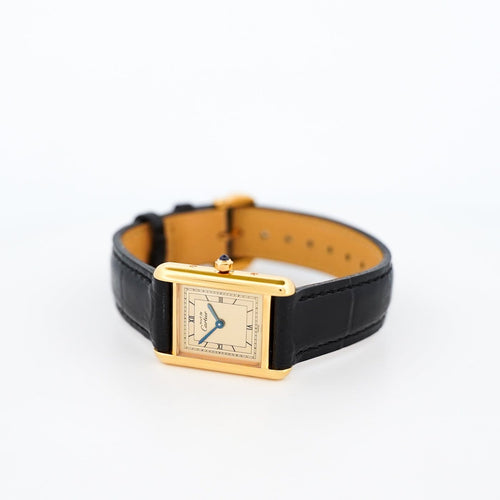 Montre Cartier Tank Must - Montre SM à cadran champagne chemin de fer en vermeil 58 Facettes 511