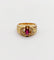 Bague rétro en or 18k avec rubis synthétique et diamants 58 Facettes A01910