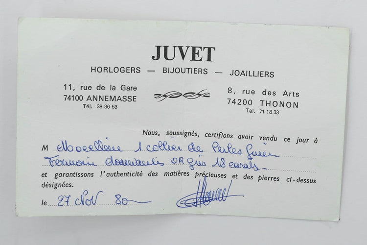 Collier Collier - 161 perles fines avec fermoir en or blanc 18 carats 58 Facettes Juvet