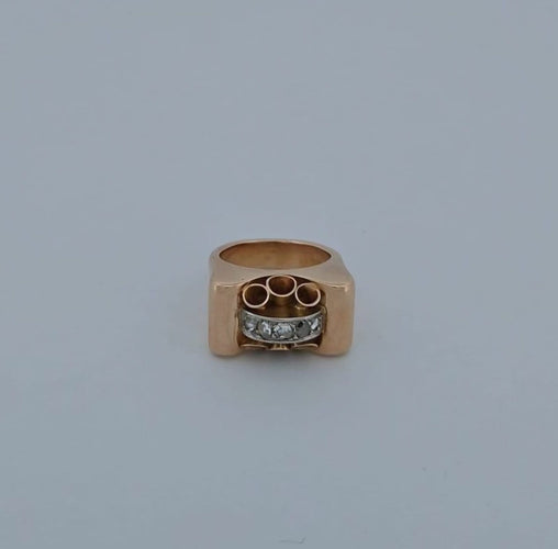 Bague 43 Bague Tank en or rose 18 carats et diamants taille rose 58 Facettes 3042363