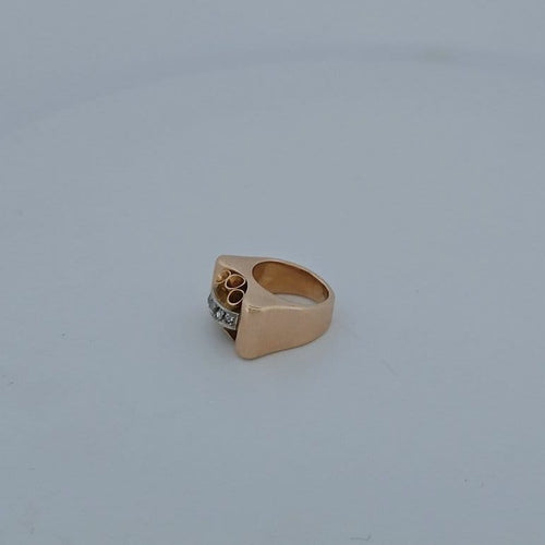Bague 43 Bague Tank en or rose 18 carats et diamants taille rose 58 Facettes 3042363