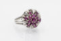 Bague 59 Bague vintage dôme en or blanc 585 sertie de rubis 58 Facettes KGN1