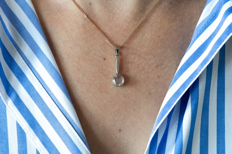 Pendentif Pendentif ancien en or blanc 600/1000 avec diamant 0,60 ct 58 Facettes 10279