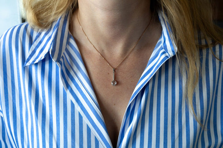 Pendentif Pendentif ancien en or blanc 600/1000 avec diamant 0,60 ct 58 Facettes 10279