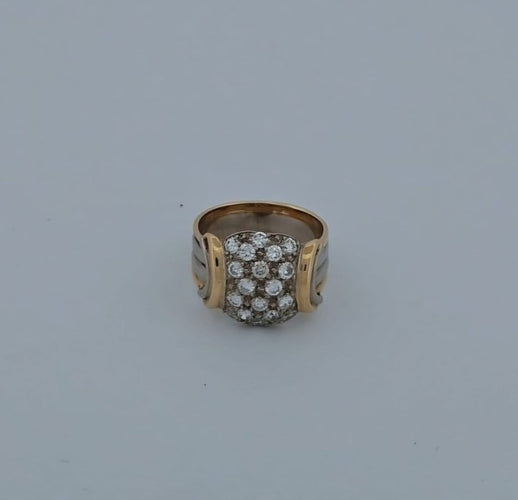 Bague 46.5 Bague en or jaune et blanc 18 carats avec diamants 58 Facettes RV CREATION - 2909894
