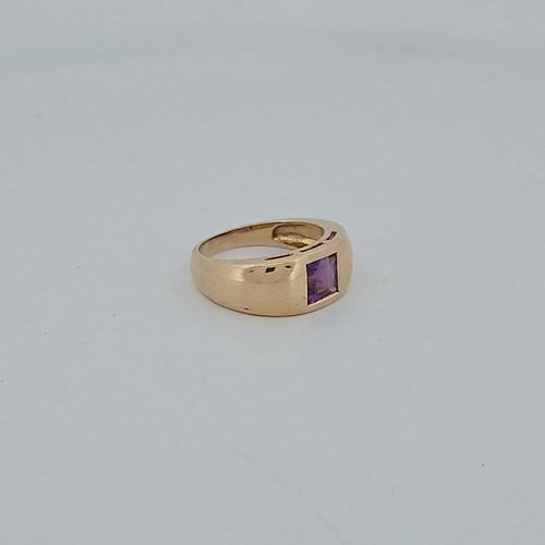 Bague 54 Bague moderne en or jaune 18 carats avec améthyste 58 Facettes RV CREATION - 3042051