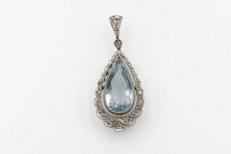 Pendentif Pendentif - Aigue-marine et diamants en or jaune 750 et platine 900 58 Facettes 11617