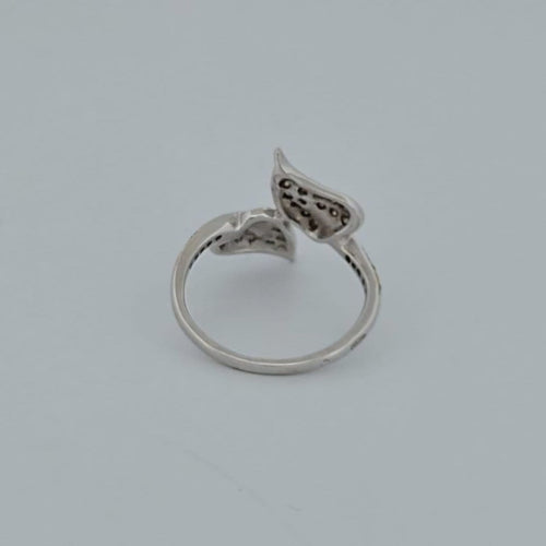 Bague 51 Bague feuille en or blanc 18 carats et diamants 58 Facettes RV CREATION - 3042193