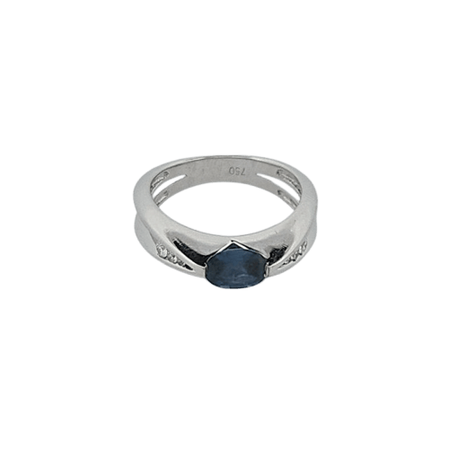 Bague 54 Bague saphir de Ceylan en or blanc 18 carats et diamants 58 Facettes RV CREATION - 2820023
