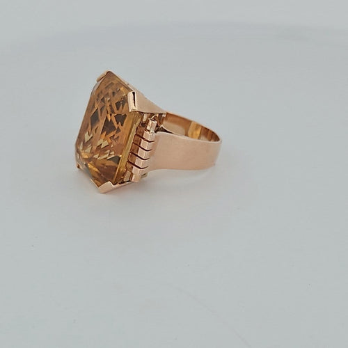 Bague 58 Bague topaze rectangulaire en or jaune 18 carats 58 Facettes RV CREATION - 3042174
