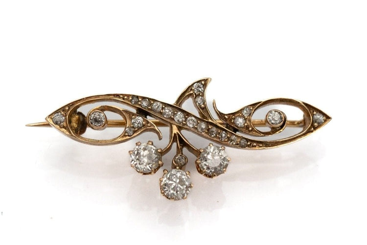 Broche Broche Art nouveau en or jaune 585 avec diamants 1,15 ct 58 Facettes 9043
