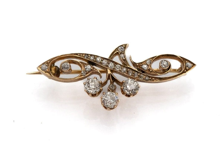 Broche Broche Art nouveau en or jaune 585 avec diamants 1,15 ct 58 Facettes 9043