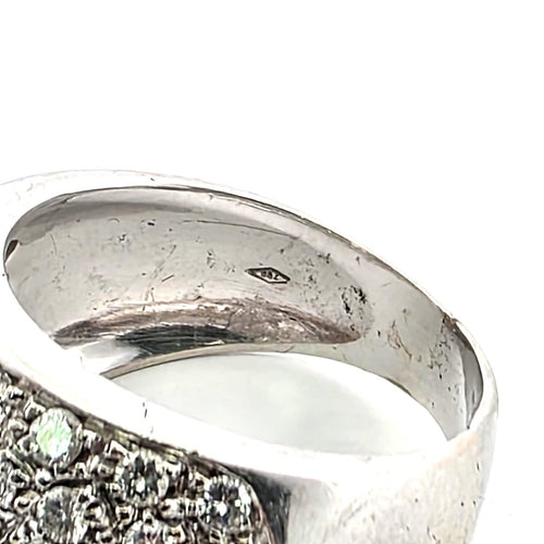 Bague 54 Bague - Solitaire pavé en or blanc avec diamants 58 Facettes 1031 E OC