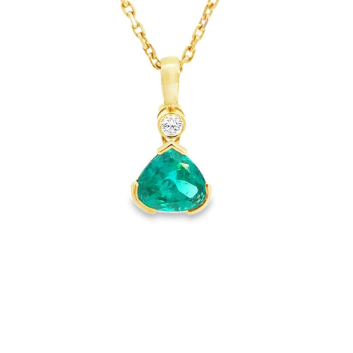 Pendentif Pendentif - Émeraude colombienne 6 ct en or jaune 18k et diamant 58 Facettes UN-0641