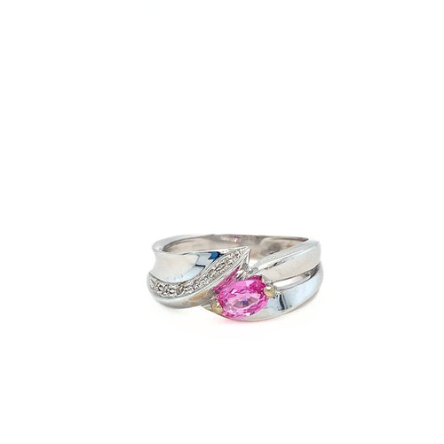 Bague 54.5 Bague en or blanc, saphir rose et diamants 58 Facettes 434741