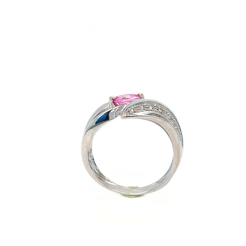 Bague 54.5 Bague en or blanc, saphir rose et diamants 58 Facettes 434741