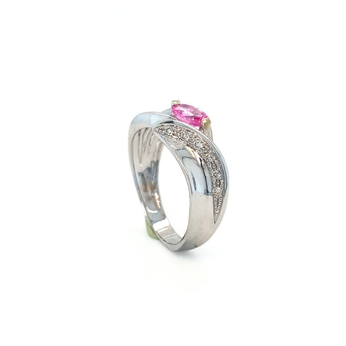 Bague 54.5 Bague en or blanc, saphir rose et diamants 58 Facettes 434741