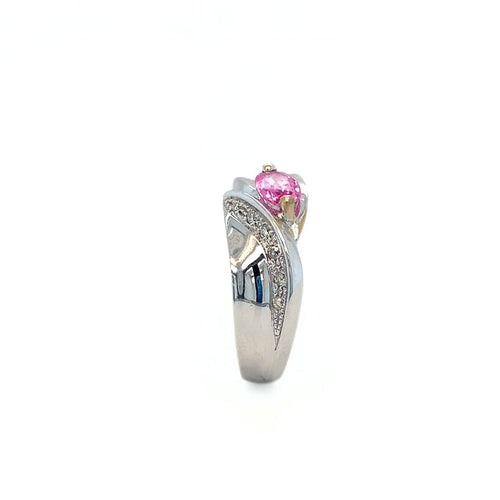 Bague 54.5 Bague en or blanc, saphir rose et diamants 58 Facettes 434741