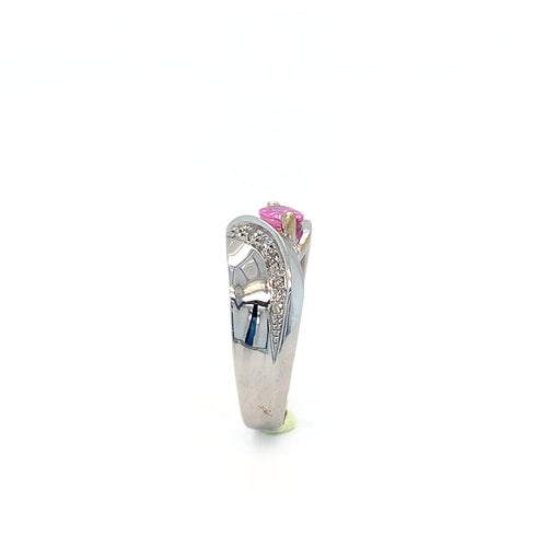 Bague 54.5 Bague en or blanc, saphir rose et diamants 58 Facettes 434741