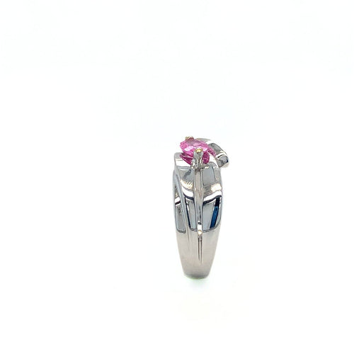Bague 54.5 Bague en or blanc, saphir rose et diamants 58 Facettes 434741