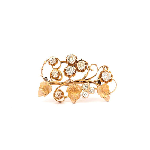 Broche Broche ancienne en or rose 18 ct et diamants taille bolchevique 58 Facettes UN-0772