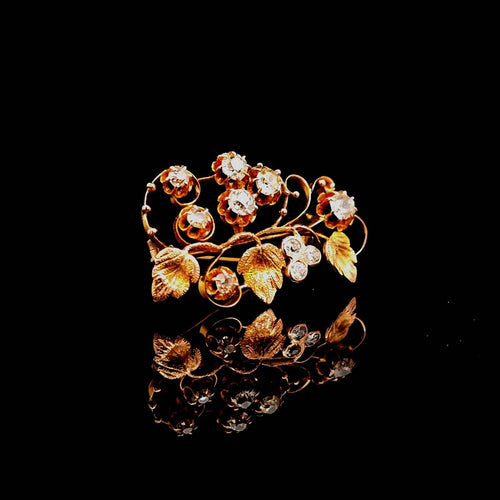 Broche Broche ancienne en or rose 18 ct et diamants taille bolchevique 58 Facettes UN-0772
