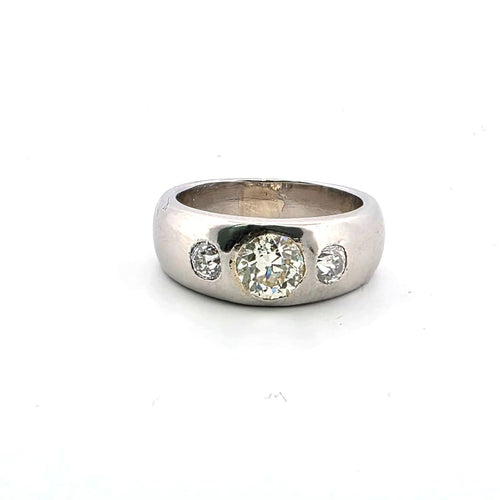 Bague 52 Bague bandeau en platine avec diamants taille old mine 58 Facettes 223/26 M