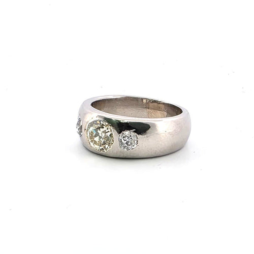 Bague 52 Bague bandeau en platine avec diamants taille old mine 58 Facettes 223/26 M