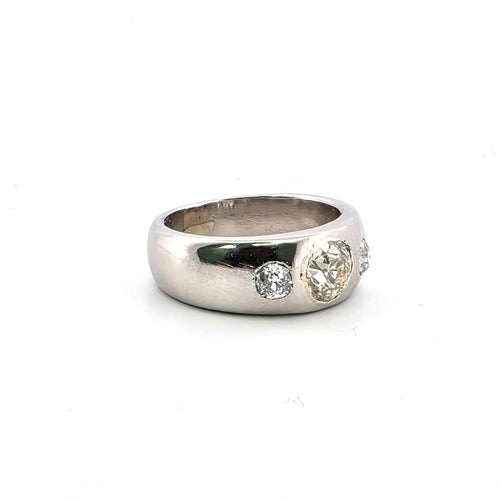 Bague 52 Bague bandeau en platine avec diamants taille old mine 58 Facettes 223/26 M