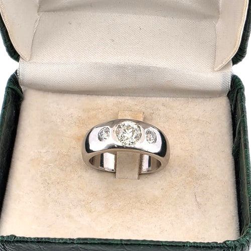 Bague 52 Bague bandeau en platine avec diamants taille old mine 58 Facettes 223/26 M