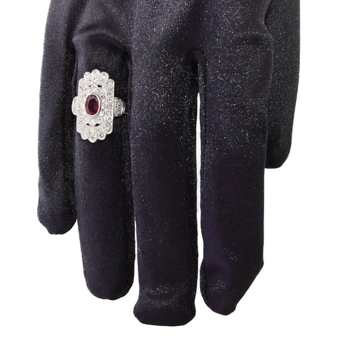 Bague 50 Art déco - Bague en platine 950 avec rubis et diamants 58 Facettes AN635 P26 (0399)