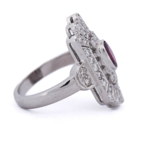 Bague 50 Art déco - Bague en platine 950 avec rubis et diamants 58 Facettes AN635 P26 (0399)