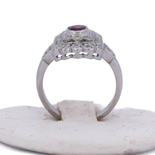 Bague 50 Art déco - Bague en platine 950 avec rubis et diamants 58 Facettes AN635 P26 (0399)