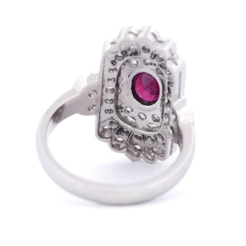 Bague 50 Art déco - Bague en platine 950 avec rubis et diamants 58 Facettes AN635 P26 (0399)
