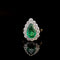 Bague 58 Bague entourage - Émeraude poire 4 ct et diamants en or jaune 58 Facettes UN-0643