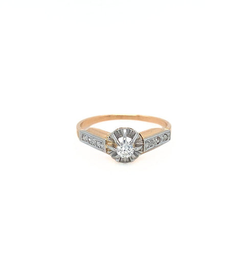Bague 54.5 Bague solitaire Art déco bicolore en or 750 et diamants 58 Facettes 434761