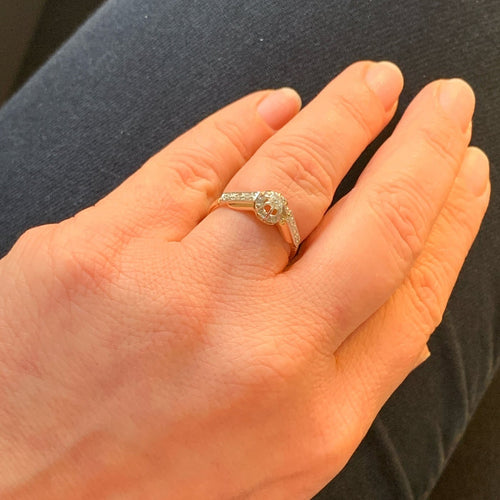 Bague 54.5 Bague solitaire Art déco bicolore en or 750 et diamants 58 Facettes 434761